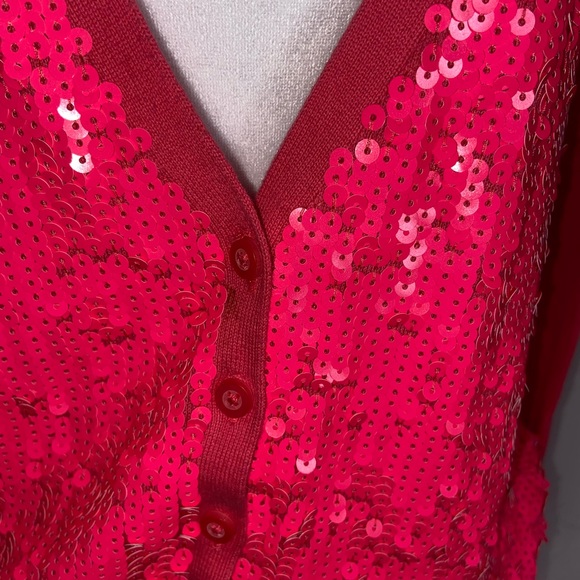 Moda International Pink Sequin Cardigan size M.       (C) - Picture 4 of 11